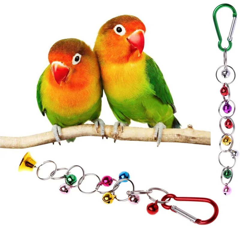 1Pc Parrot Bite Toy Bird Ring Bell Parrot Hanging Swing Chain Toy Parakeet Chew Swings Toy with Hanging Bells Bird Accessories