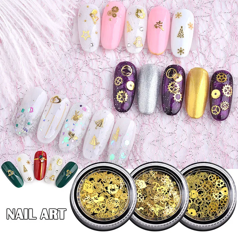 Top Luxury High Quality Fashion Nail Art Decoration Sticker DIY Manicure Accessories Christmas Gold Sequins for Women SMJ