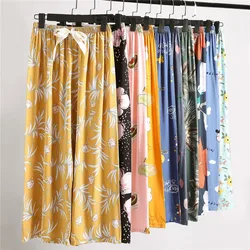 Cute Women Loose Pajama Pants Summer Lounge Trousers Floral Print Casual Stretch Waist Drawstring High Waist Pants Home Pants