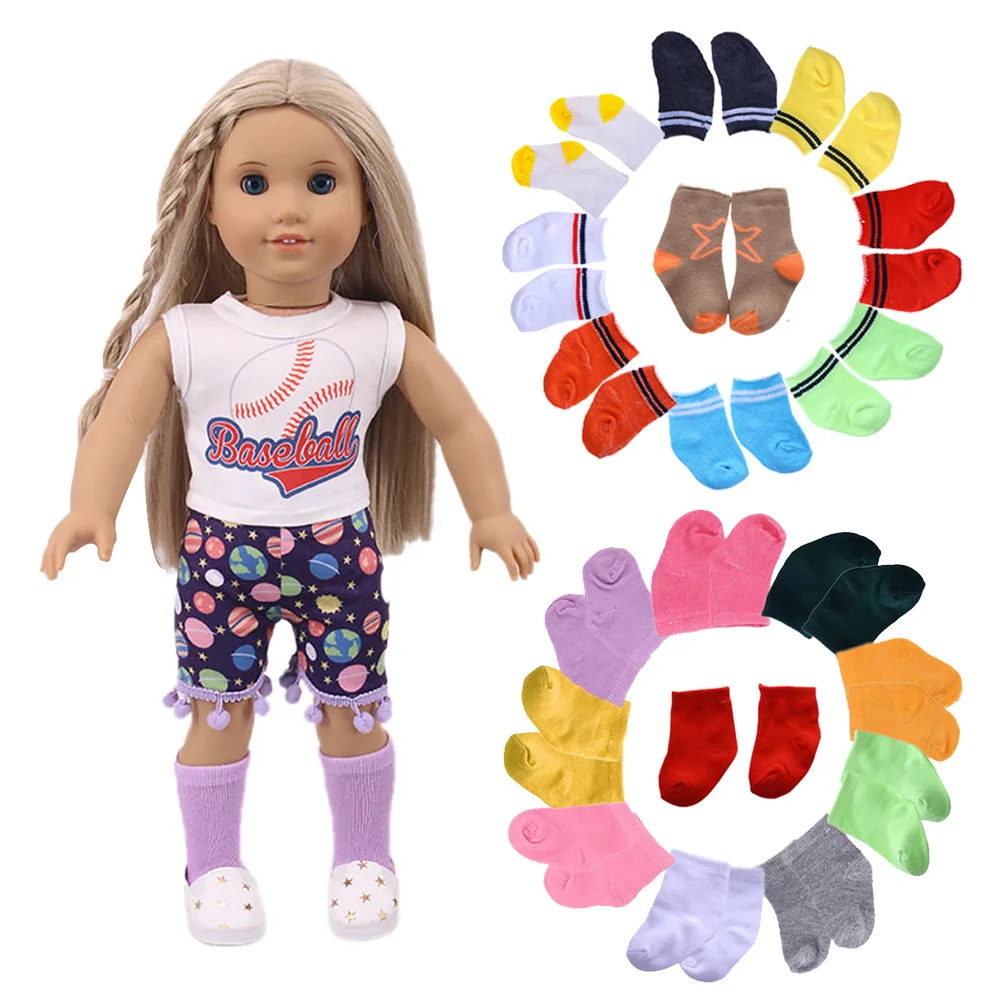 Pure color striped socks are suitable for 18-inch dolls and 43cm newborns. Birthday and holiday gifts of our generation