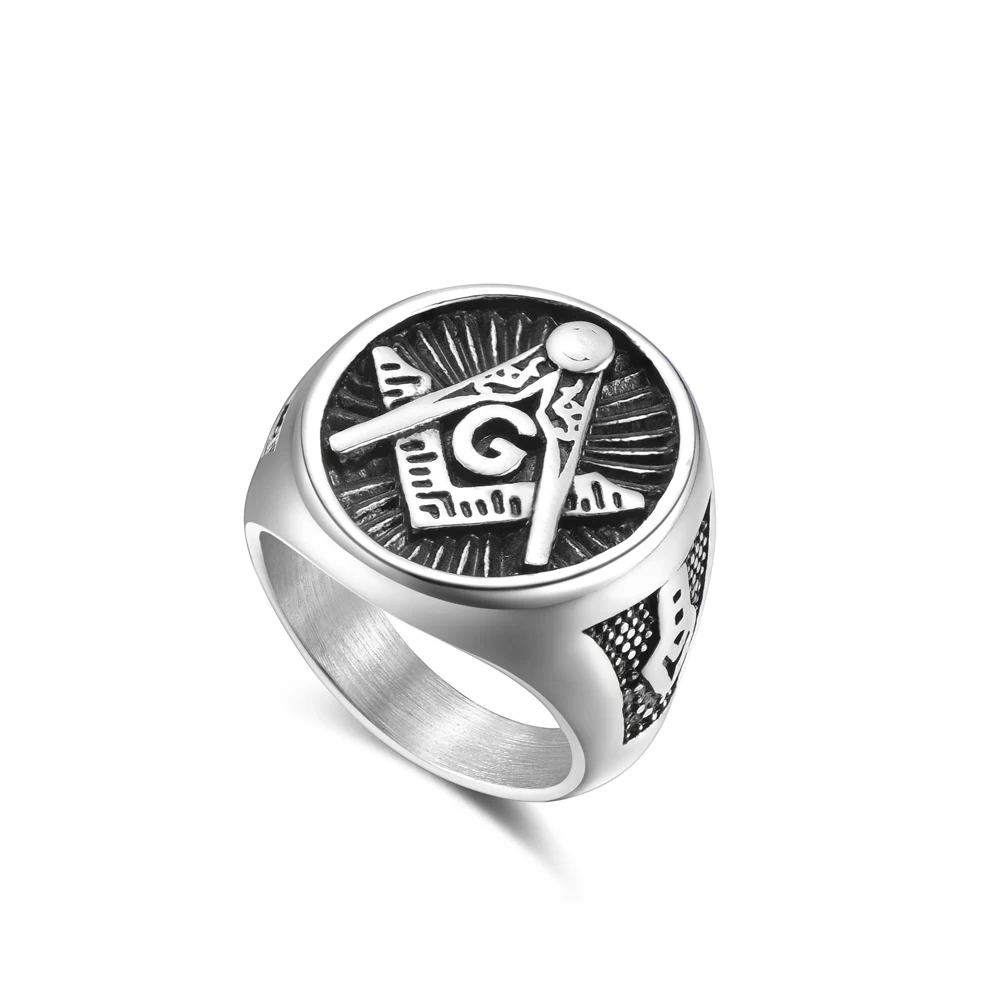 316L Titanium Steel Masonic AG Ring Hip Hop Rock Stainless Steel Jewelry For Men Size 8-12# drop shipping