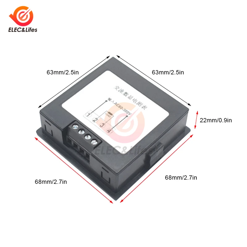التيار المتناوب 80-300 فولت LED عرض مقياس التيار الكهربائي الفولتميتر Wattmeter لوحة متعددة الوظائف فولت الجهد متر فاحص وظيفة واقية