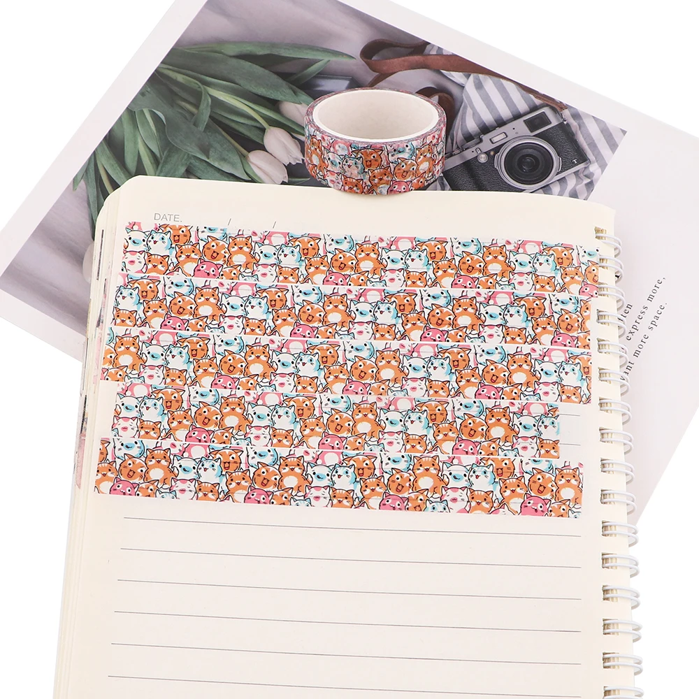 Flyingbee 15mmX5m القط اللوحة اشي الشريط مجموعة لاصق لتقوم بها بنفسك لاصقة تزيين سكرابوكينغ مذكرات القرطاسية العرض X2305