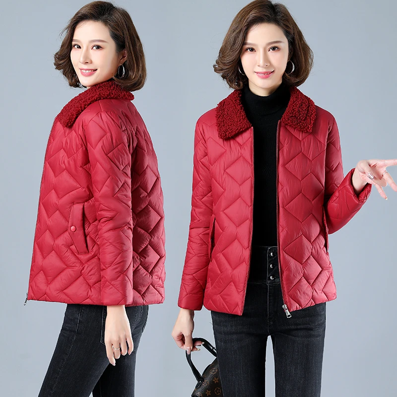 Women Lightweight Cotton Padded Parkas Short Jacket Casual Mom\'s Coat Autumn And Winter cotton Outwear