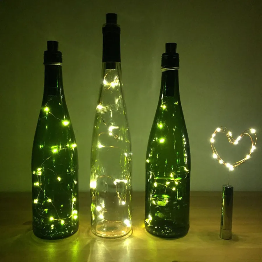 2M 20LED Wine Bottle Cork Stopper String Light Copper Wire Star Fairy Garland Light Silver Wire Colorful Fairy Mini String Light