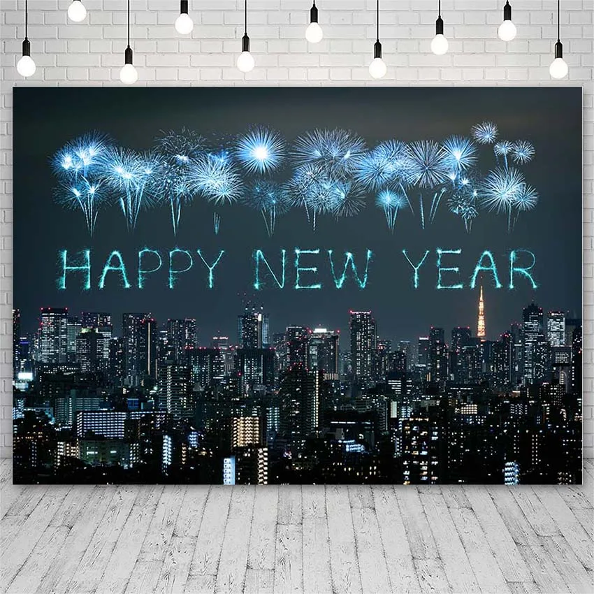 

Avezano Happy New Year Of 2024 Photography Background Party Winter Fireworks City Backdrops Photo Studio Photozone Decor Banner