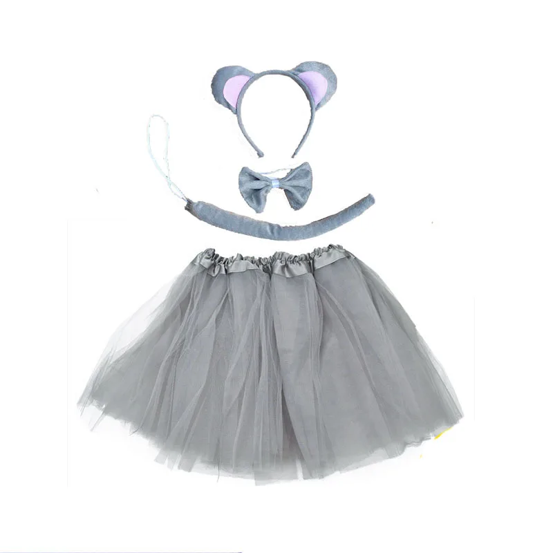 Children cosplay party rat mouse costume girl performance dance tutu tail headband set for kid clothes