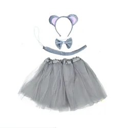 Children cosplay party rat mouse costume girl performance dance tutu tail headband set for kid  clothes