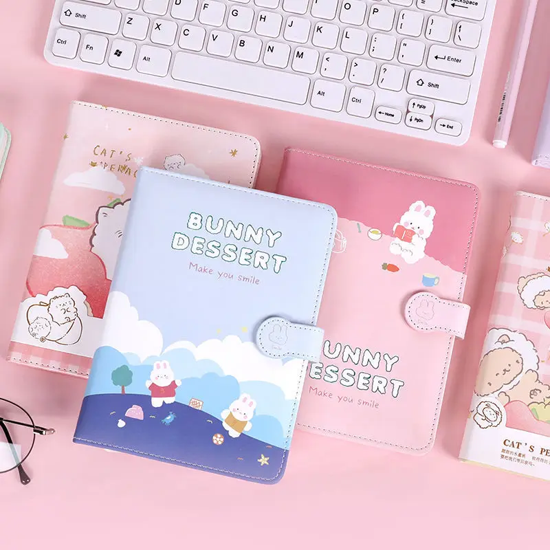 Cartoon Fruit Rabbit Cat Notebook Cute Magnetic buckle Note Book Diary Planner Journal Notepad Stationery office School Supplies