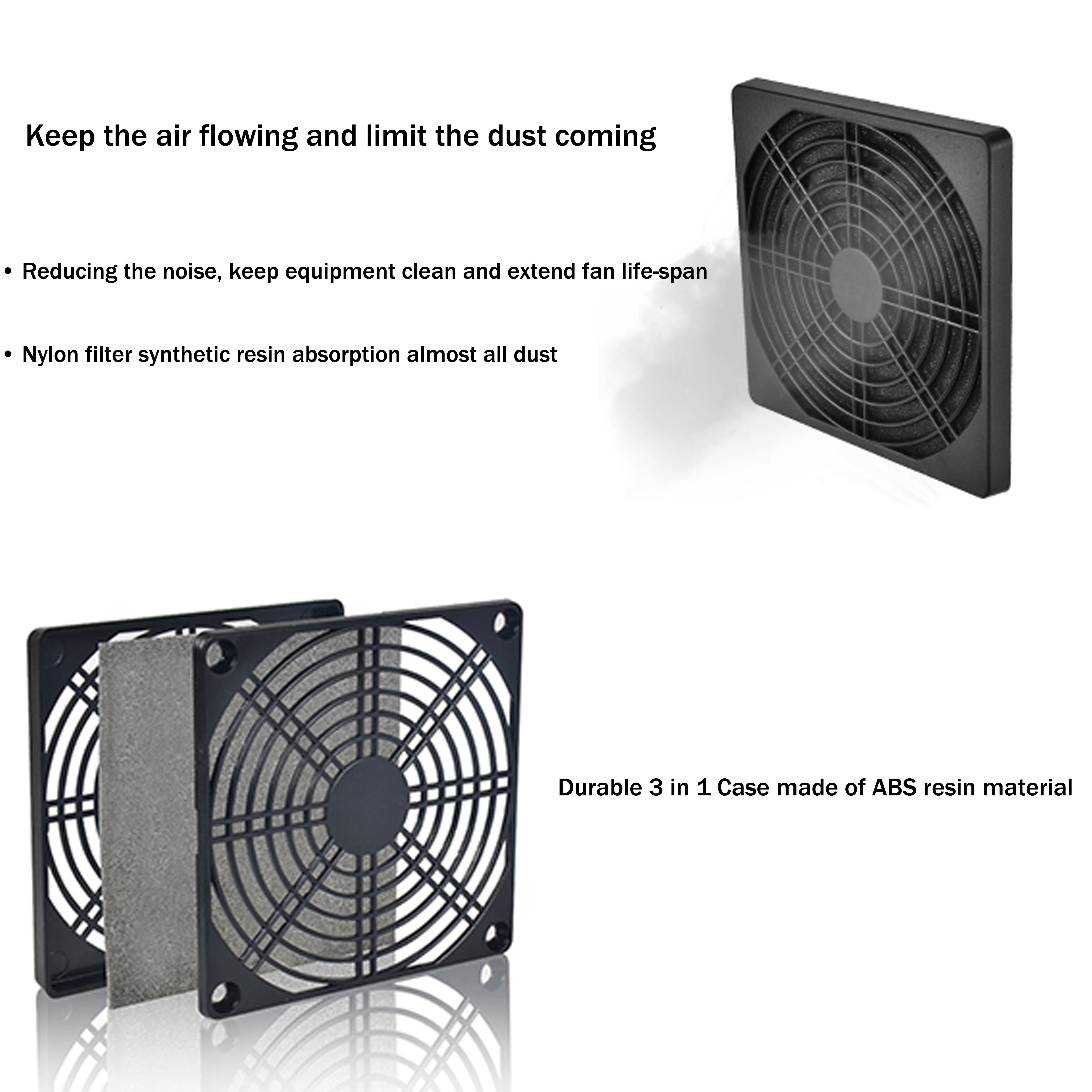 2pcs Dustproof  Fan Filter 40mm 50mm 60mm 80mm 90mm 120mm for PC Computer Case Cooling Fan Guard ABS Computer Ventilator Grill