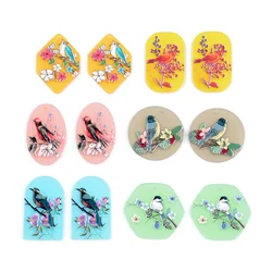 50PCS Color Flowers and Birds Accessories Hand Made Earrings Making Connectors DIY Pendant Jewelry Findings & Components Charms
