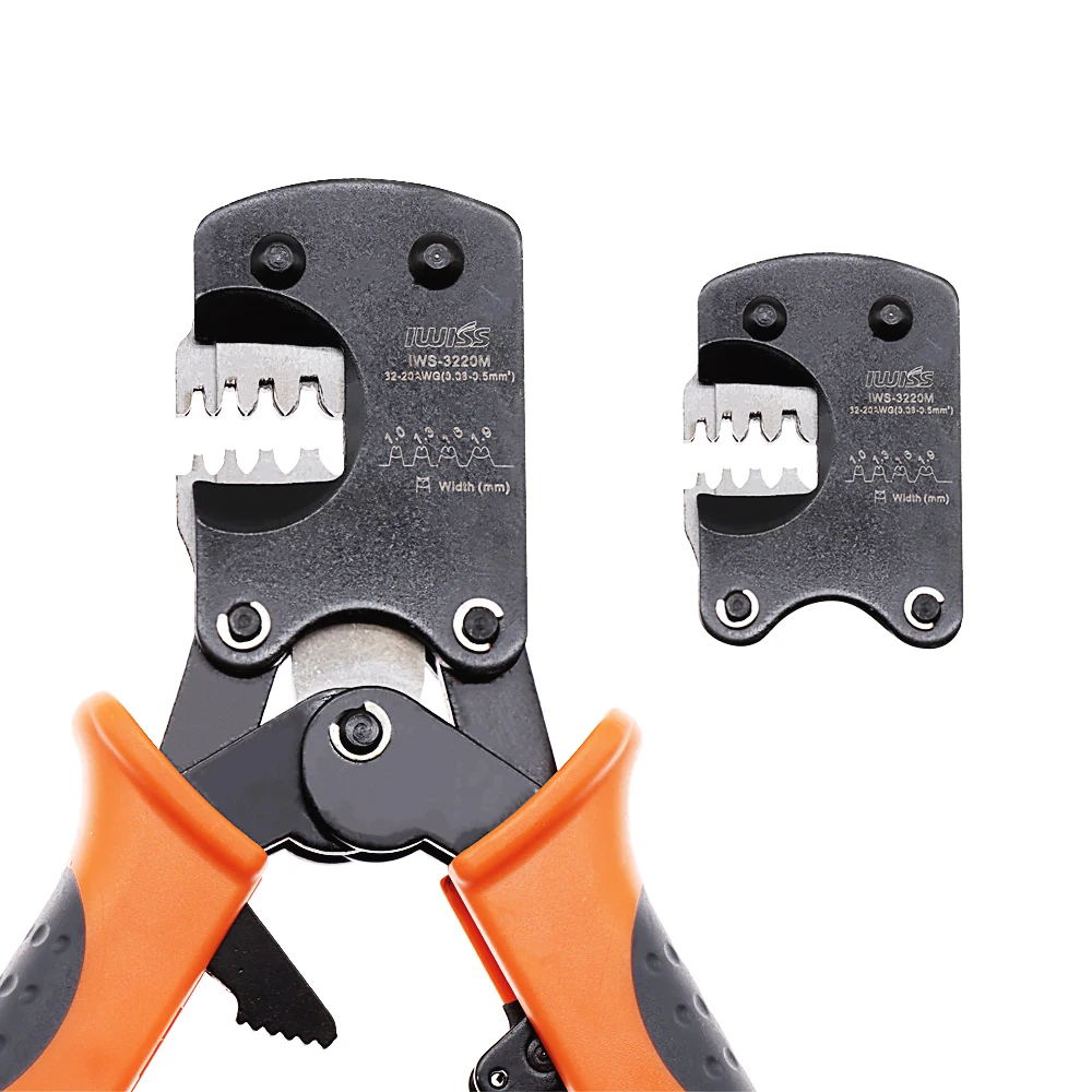 IWS-3220M Ratchet Crimping Plier 0.08-0.5mm² AWG32-20 Hand Crimper Tools for Narrow-pitch Connector Pins Crimp Range