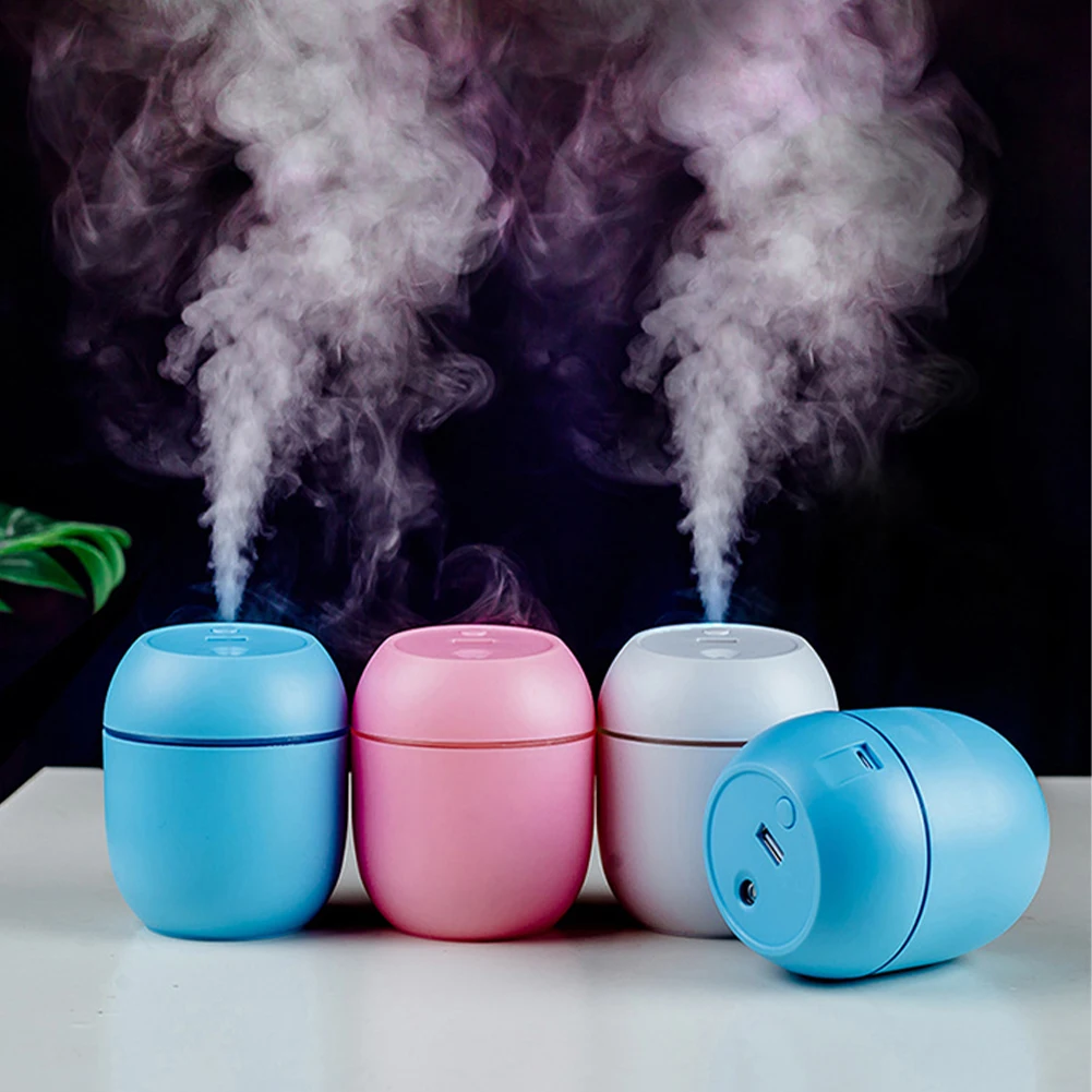 USB Portable Air Humidifier 250ML Essential Oil Diffuser 2 Modes Auto Off with LED Light for Home Car Mist Maker Face Steamer