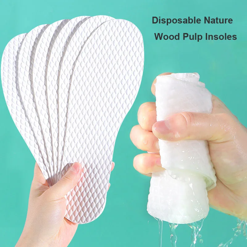 10 pairs Disposable Insoles nature wood pulp Insoles breathable sweat white color comfortable shoe Pad for Men and Women