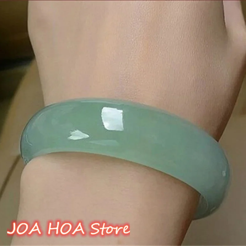 Real Green Jade Bracelet Natural Handmade Lady Party Bangles Fine Jewellry