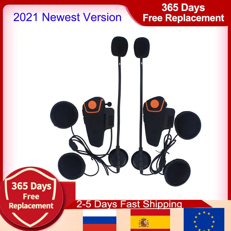 

2021 Version BT-S2 1000m 30M IPX7 Waterproof Moto Helmet Bluetooth Wireless Headset Motorcycle Bluetooth Helmt Intercom