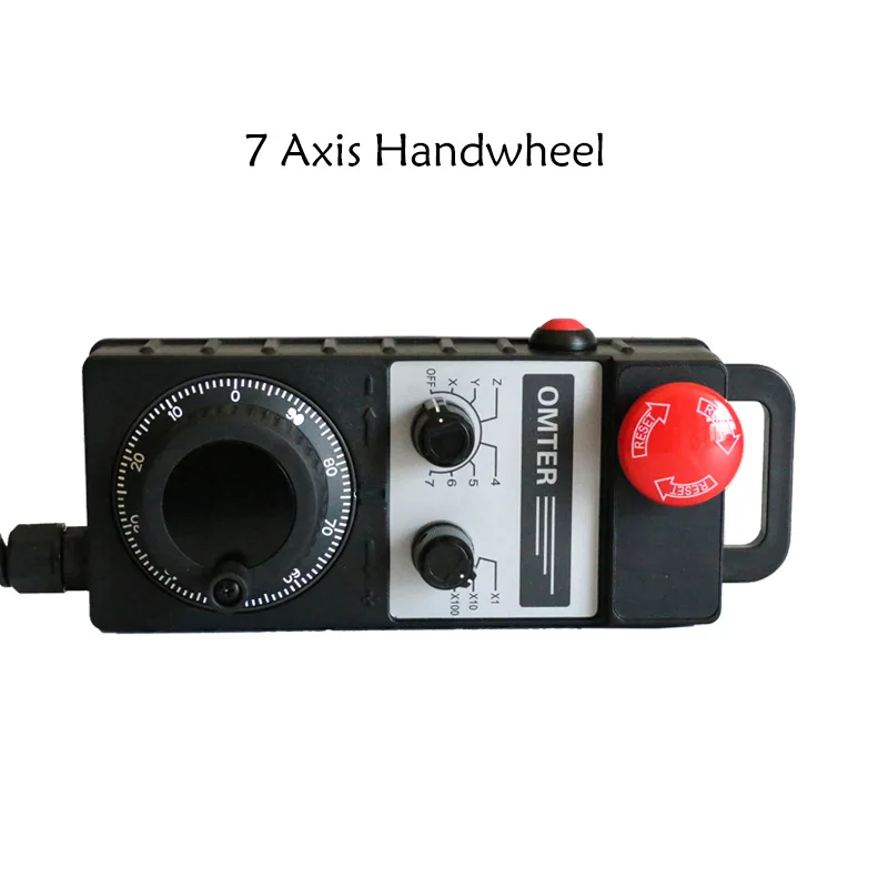 New 7 Axis 5-24V AB 100PPR Pendant Handwheel with Emergency Stop Manual Pulser Generator CNC MPG Holder