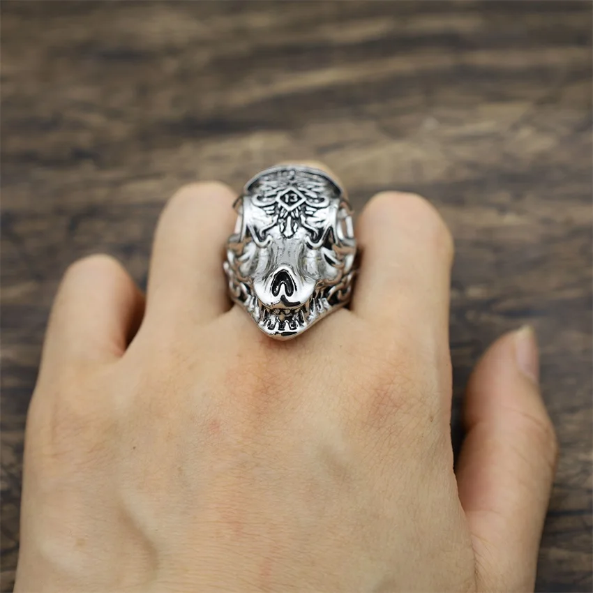 MORIOR INVICTUS Ring Domineering Punk Dinosaur Head Men's Rings For Boyfriend Jewelry Gifts