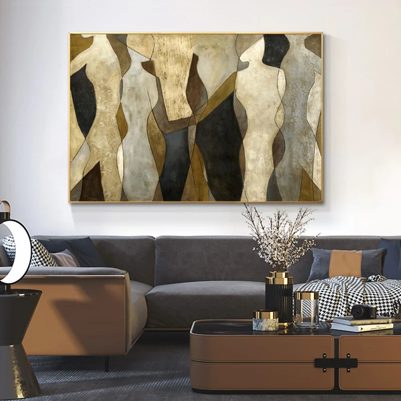 Abstract Luxury Golden Canvas Prints Painting Printed on Canvas Wall Art Pictures for Living Room Modern Home Decor Woman Body