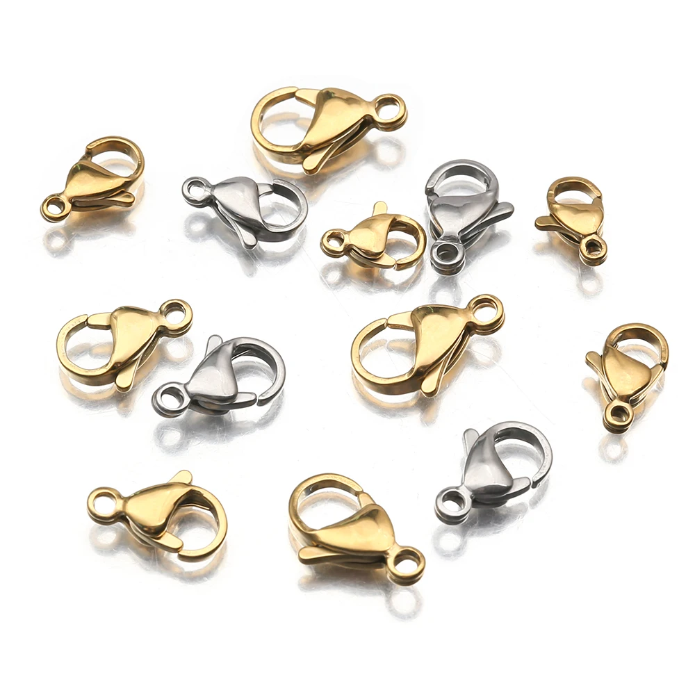 20Pcs Stainless Steel Gold Plated Lobster Clasps Claw Clasp Hooks Connector Diy For Jewelry Necklace Bracelet Making Accessories