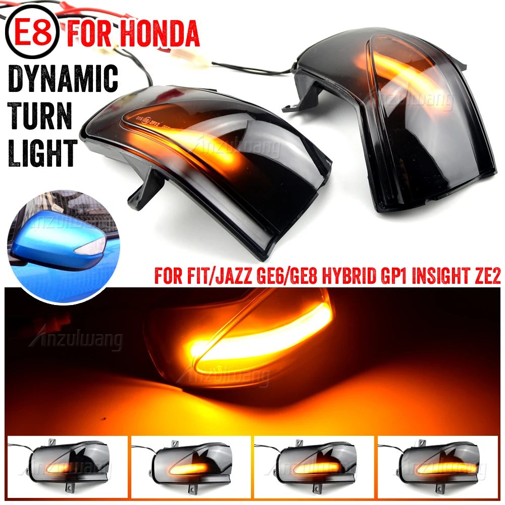 2pcs Car Side Mirror Blinker Indicator Lamp LED Dynamic Turn Signal Light for Honda Fit Jazz GE6 GE8 Insight ZE2 Facelift