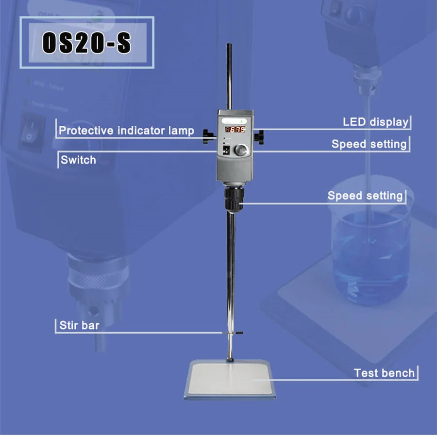 20L Digital Overhead Stirrer 100-240V,50/60H 50-2200RRM Laboratory Experiment Equipment Stainless Steel Mechanical Stirrer