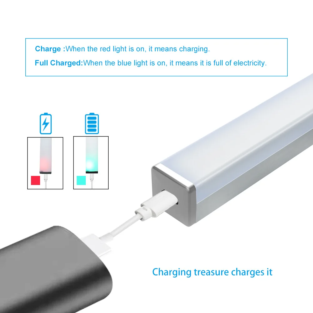 Wireless Under Cupboard Light LED Motion Sensor Cabinet Light USB Rechargeable Long Strip Night Lamp For Kitchen Closet Wardrobe