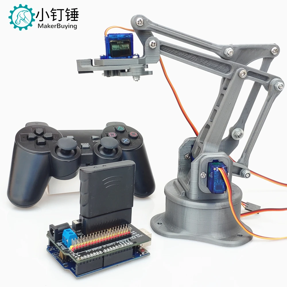 PS2 remote control four degrees of freedom 3D printing robotic arm kit for Arduino control learning kit DIY