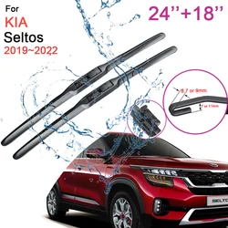 Car Front Windshield Wiper Blades for KIA Seltos 2019 2020 2021 2022 Frameless Silent Rubber Snow Scraping Accessories Stickers