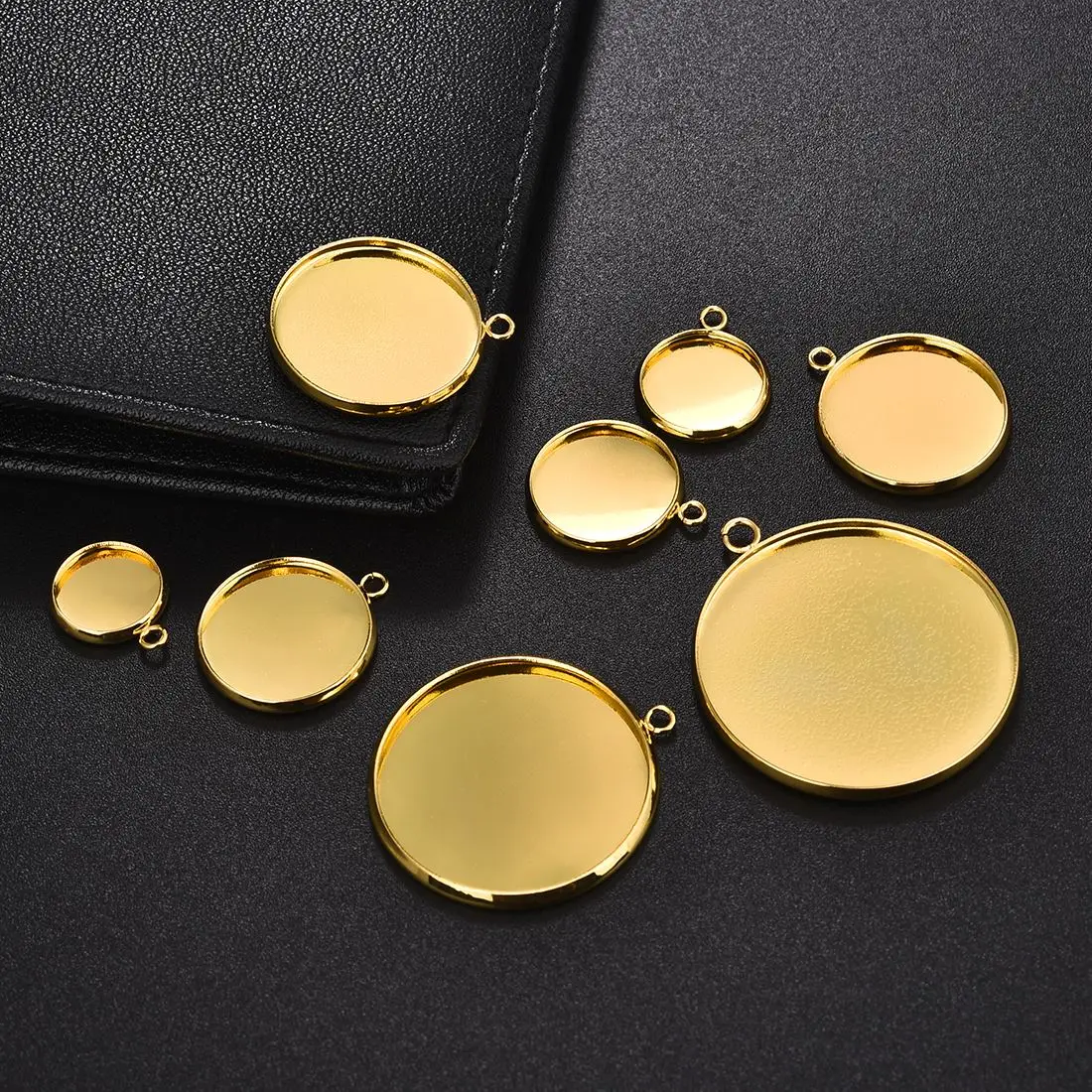 20pcs Gold Color Stainless Steel Cabochon Base Setting Blank Cameo Tray 10/12/14/16/20mm For Pendant DIY Jewelry Making