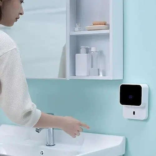 Imagem -02 - Xiaowei X5s 280ml Wall-mounted Usb Automatic Soap Dispenser Indução Mão Washer Led Temperatura Display