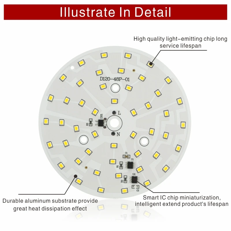 LED Downlight Chip 3W 5W 7W 9W 12W 15W 18W Round Light Chip AC 220V-240V 2835SMD Lamp Beads Cold/Warm white Lighting Spotlight