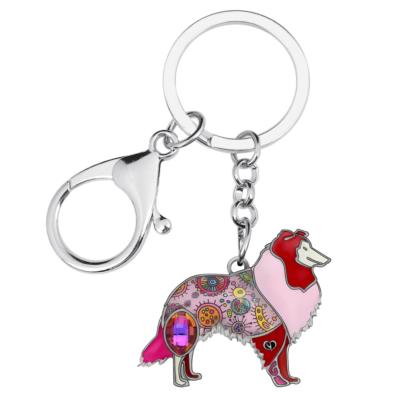 Bonsny Enamel Alloy Rhinestone Shetland Sheepdog Dog Key Chains Sheltie Key Rings Animal Jewelry For Women Pet Lovers Accessory