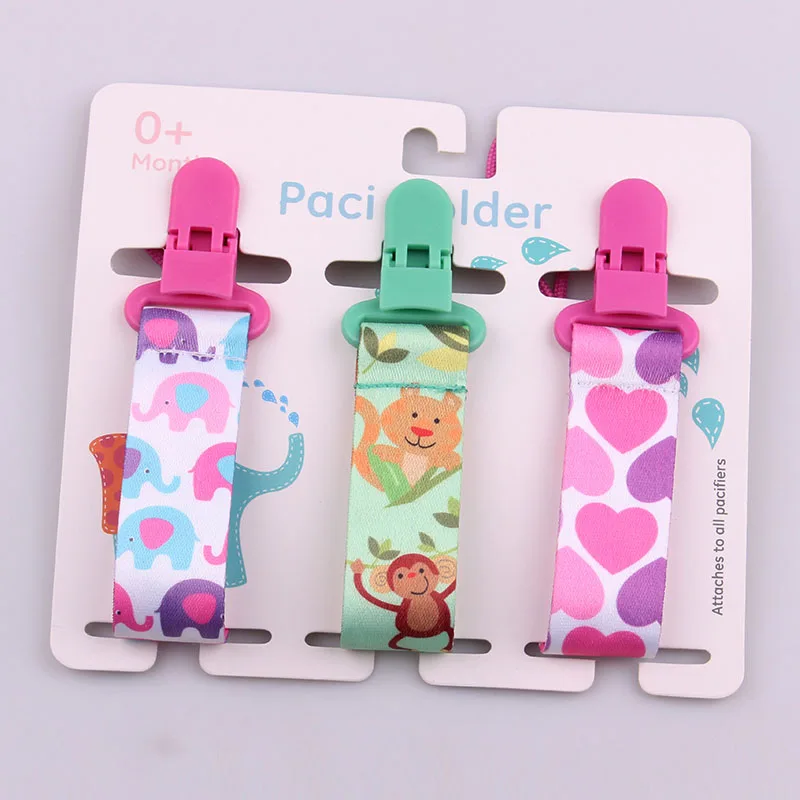 3Pcs/lot Cartoon Print Baby Pacifier Clip Pacifier Chain Dummy Nipple Holder for DIY Nursing Soother Holder Newborn Feeding Gift