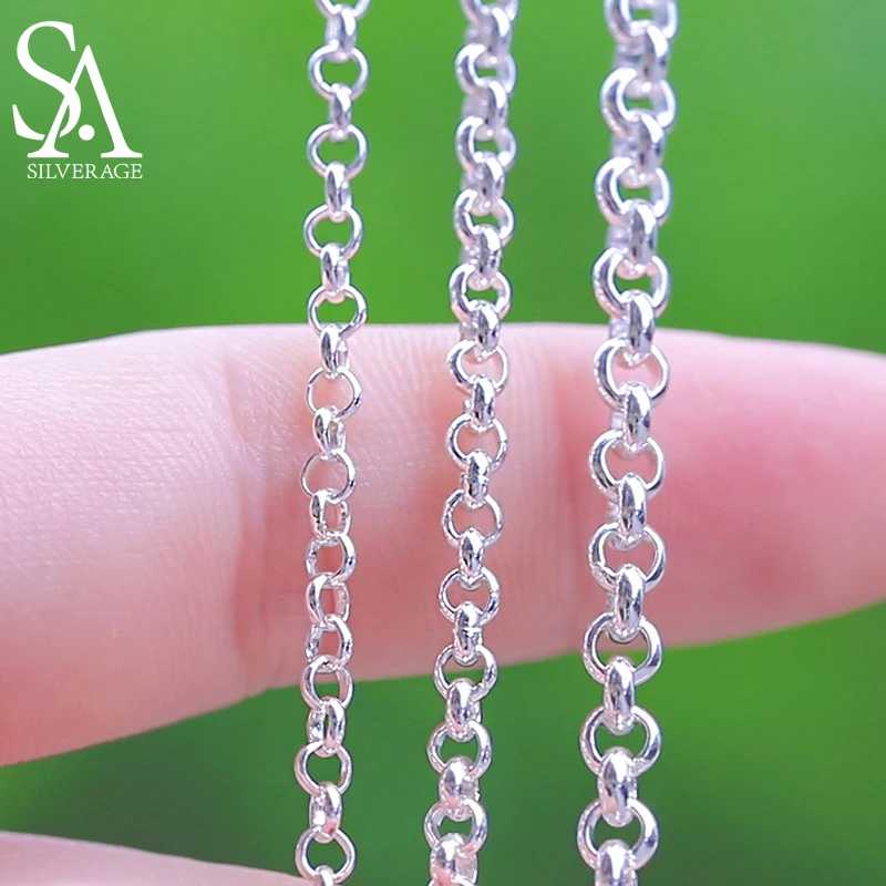 

SA SILVERAGE 999 Sterling Silver O-chain Sterling Necklace Full Silver Chain Long Sweater Chain Women Men's Coarse