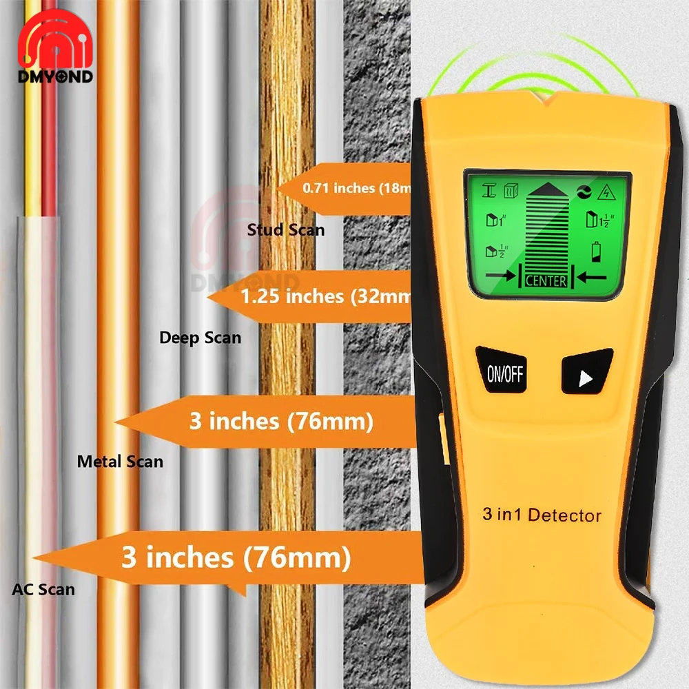 TH210 Find Metal Wood Studs AC Voltage Live Wire Detect Wall Scanner Electric Box Finder 3 In 1 Wall Detector Metal Detector​