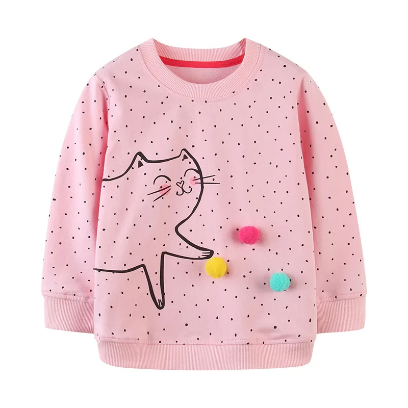 Little maven Baby Girls Sweatshirt Spring and Autumn Children’s Casual Clothing Cotton with Lovely Cat for Toddler kids 2-7year