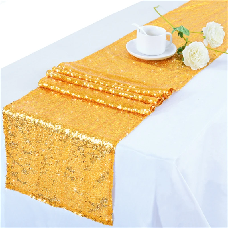 2022 New Year Decor Gold Silver Christmas Table Runner Modern Luxury Wedding Party Banquet Decoration Sequined Table Runners