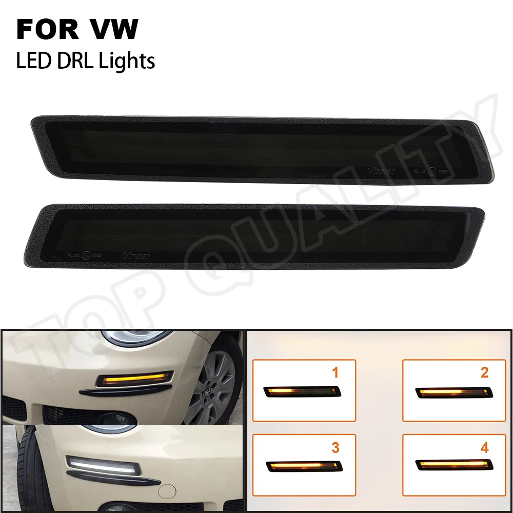 

2X Daytime Running Light Car LED Front RDL Lamps For Volkswagen VW Beetle 2006-2010 Indicator Dynamic Flashing Turn Singnal Lamp