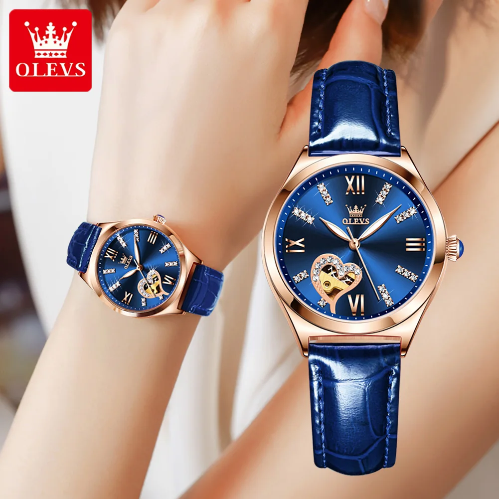Women\'s Automatic Mechanical Watches Luxury Brand Fashion Ladies Watch Luminous Waterproof Female Clock Hollow Heart Shape Desig