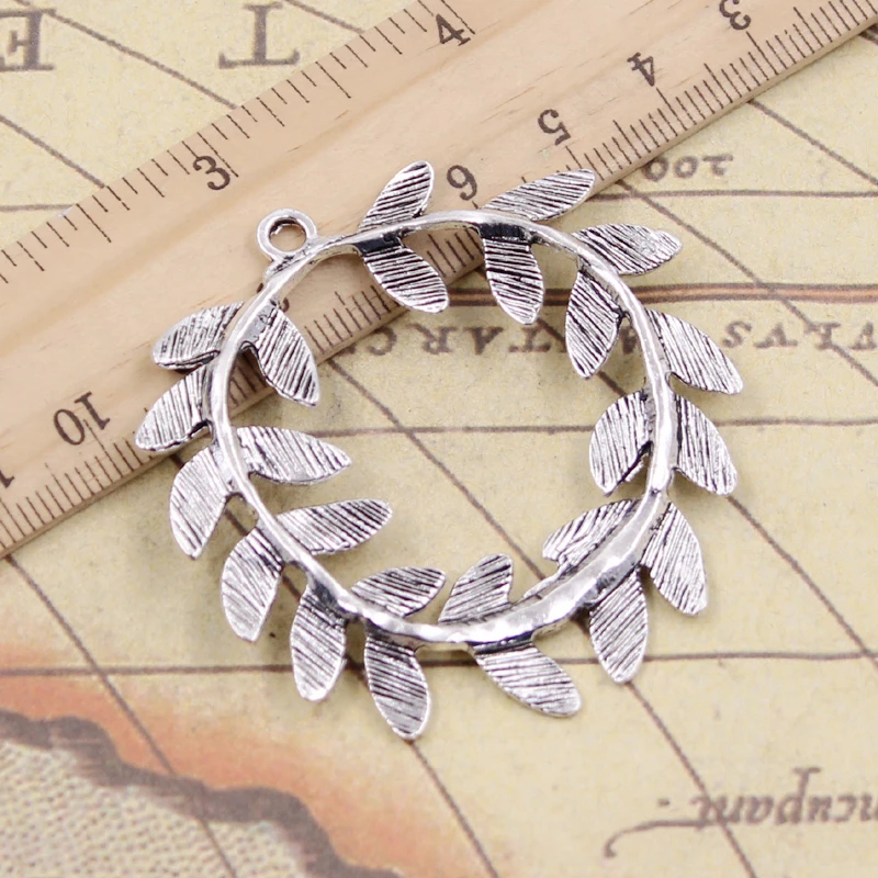 5pcs Charms Olive Branch Wreath 52x53mm Tibetan Silver Color Pendants Antique Jewelry Making DIY Handmade Craft