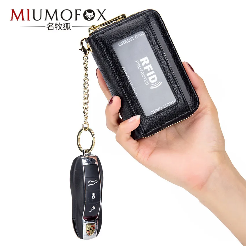 

Чехол-кошелек женский из натуральной кожи, с отделением для карт, с RFID-защитой