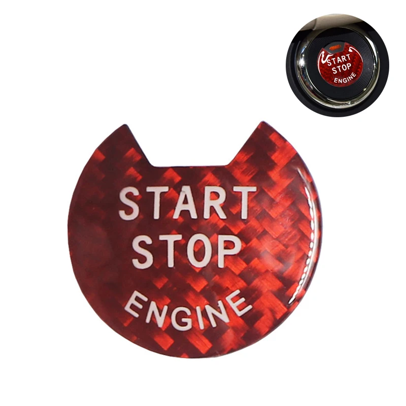 Car Keyless Engine Push Start Button Cover Red Real Carbon Fiber For Nissan Infiniti