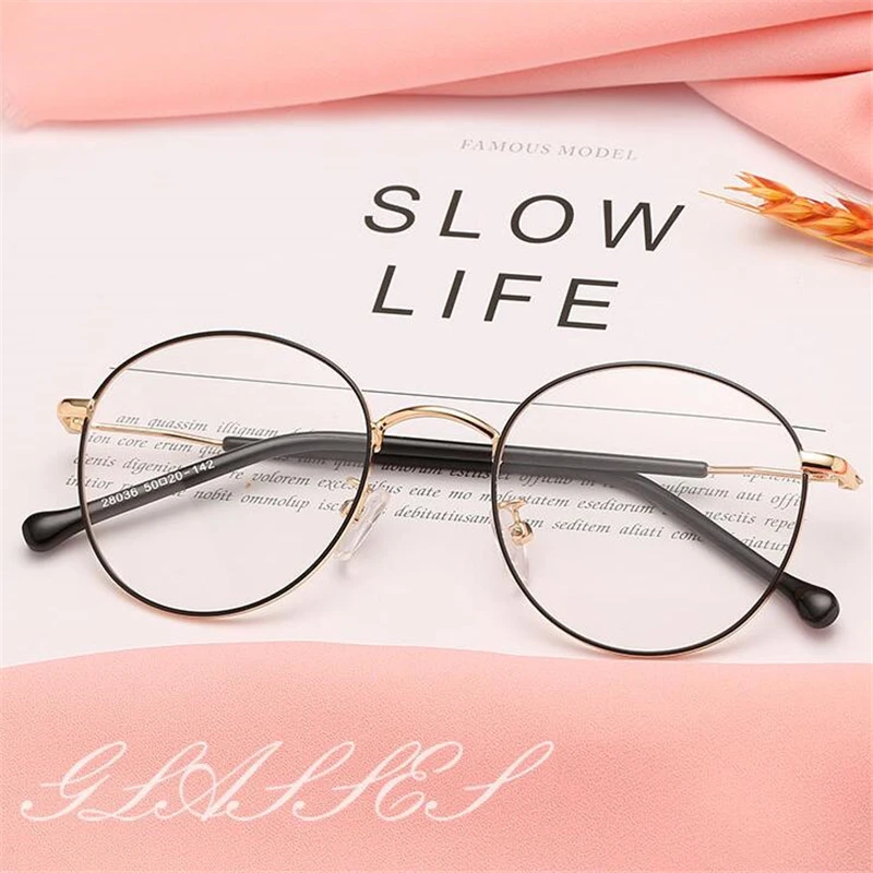 Oval 1.56 Aspherical Lens Prescription Eyeglasses Women Men Student Optical Spectacle Nearsighted Glasses 0 -0.5 -0.75 To -6.0