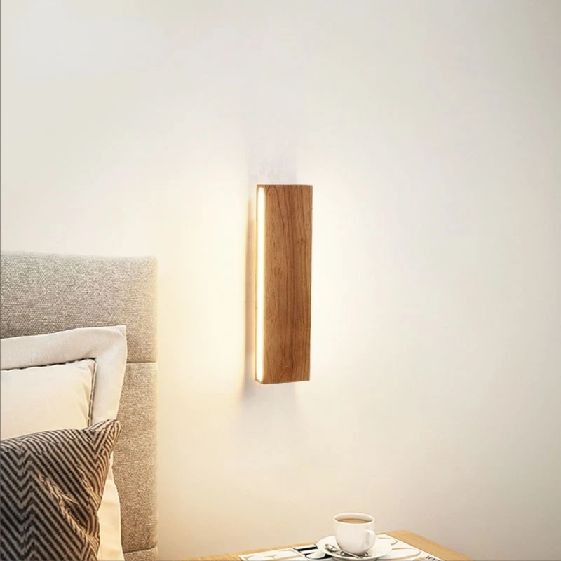 

Solid Wood Led Wall Lamp Bedside Double Head Lighting Hotel Background Aisle Corridor Porch Balcony Decorative Lighting