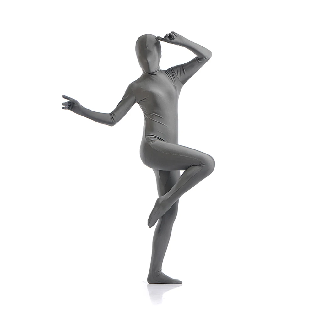 Zentai – Costumes personnalisés pour adultes, combinaison complète pour la peau, Catsuit d'halloween, avec fermeture éclair à l'entrejambe, yeux et bouche ouverts