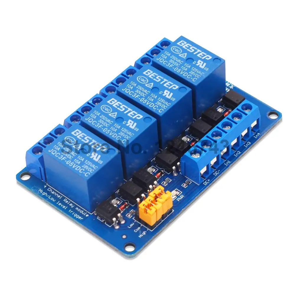 3.3V 5V 12V 24V 4 Channel Relay Module High and low Level Trigger Dual Optocoupler Isolation Relay Module