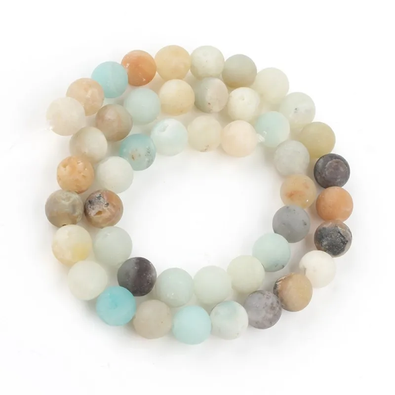 Natural Matte Colorful Amazonite Stone Beads Round Loose Spacer Beads For Jewelry Making Diy Bracelet 15\