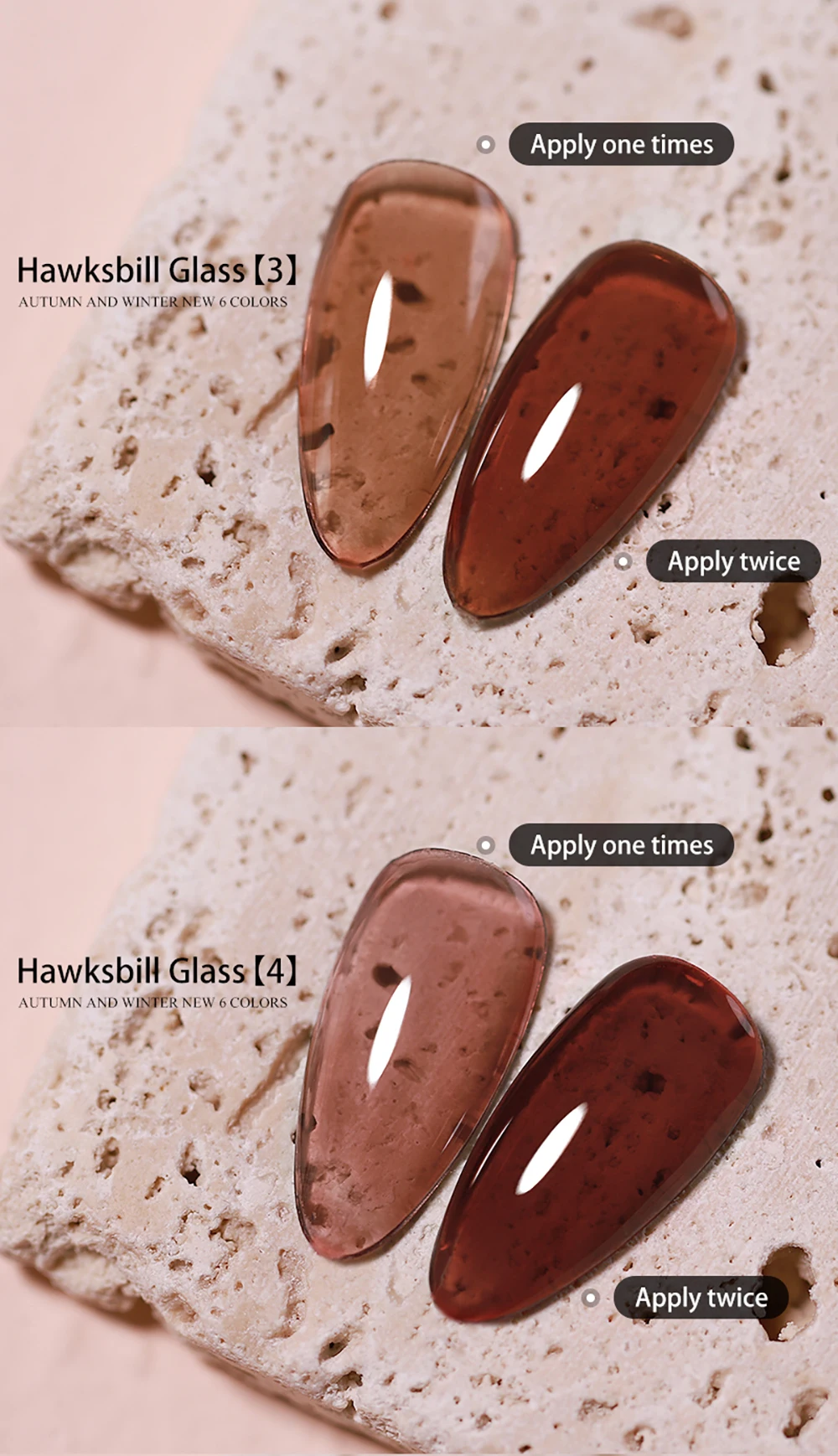 Vendeeni 6 Farben Bernsteinfarbener Jelly Gel Nagellack Semi-Permanenter UV Soak-Off Gel Lack Glaskristall Transparenter Gel-Lack – Detail 6