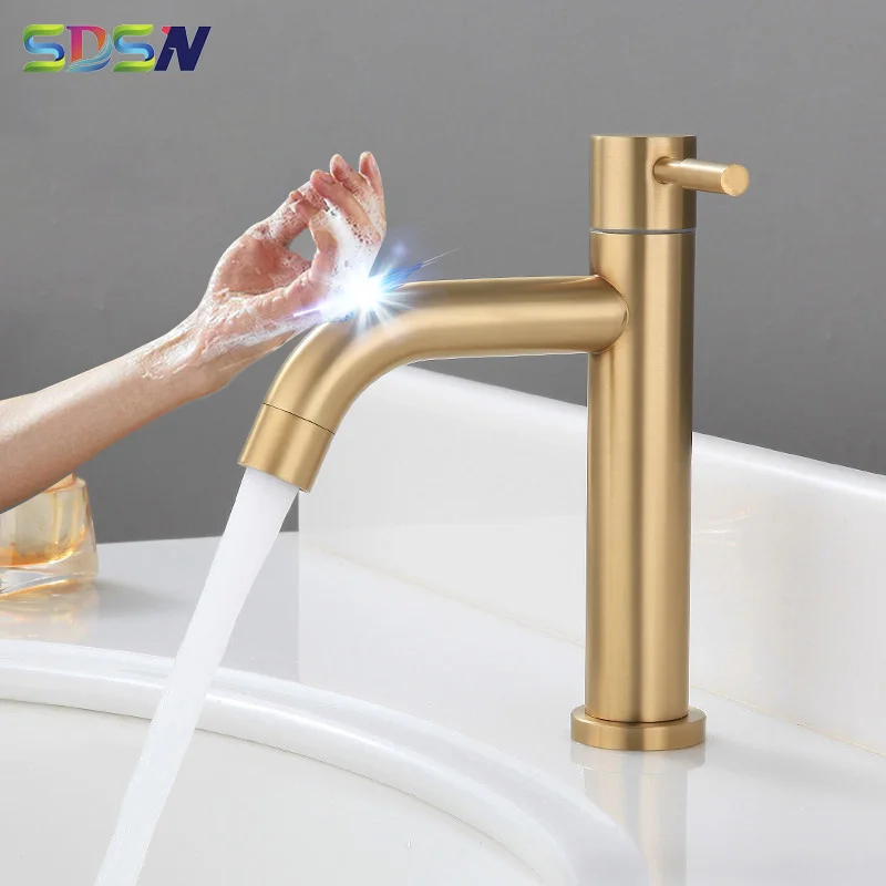 

Touch Basin Faucet SDSN Gold Cold Bathroom Basin Faucet Smart Touch Control Bathroom Faucet Stainless Steel Sensor Basin Faucets